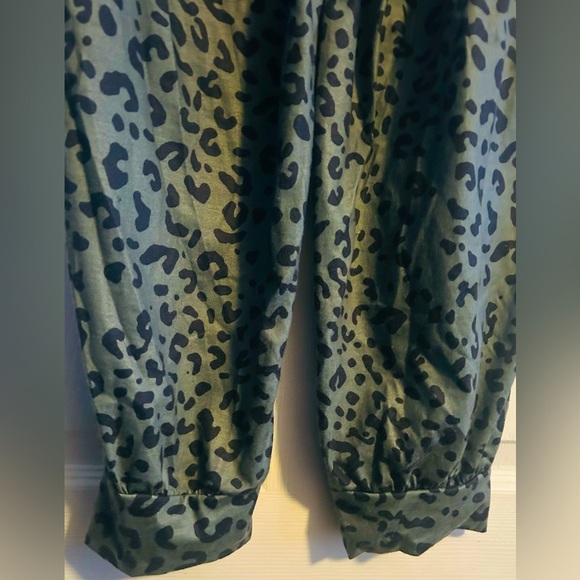 Soft Drawstring Tie Elastic Waist Loose Jogger Pants with Pockets, GRN/BLK, 1XL - Picture 5 of 6